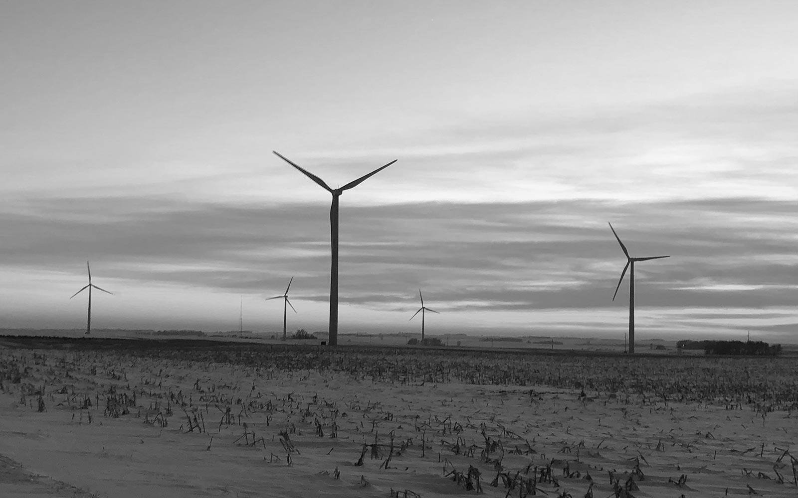 wind mills in vast open field